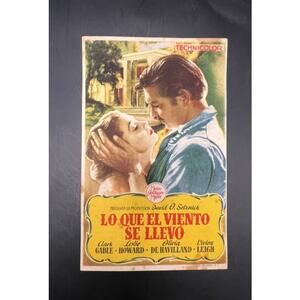 RARE Original Spanish Gone with the Wind Movie Herald Handbill Hollywood Gable